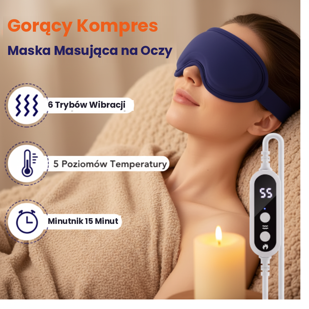 Podgrzewana maska na oczy 3D z masażem