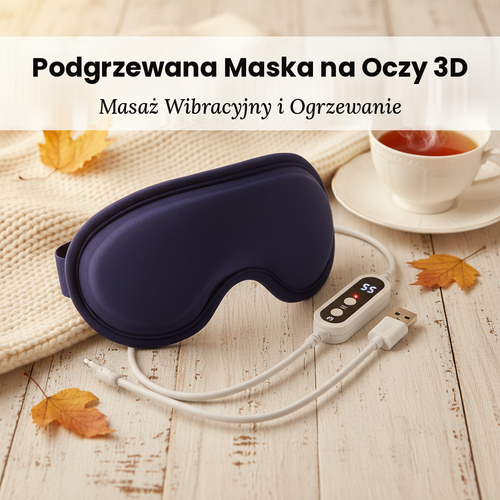 Podgrzewana maska na oczy 3D z masażem